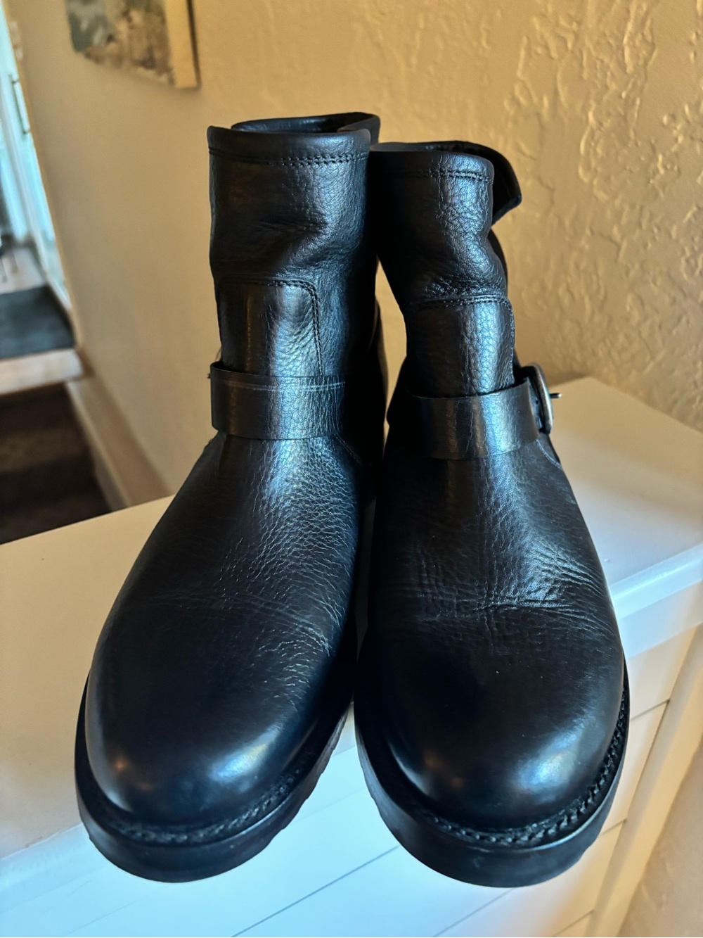 Frye Veronica Short Black Pebbled Leather Moto Ankle Boots 3470543 Womens 11 - Picture 4 of 12